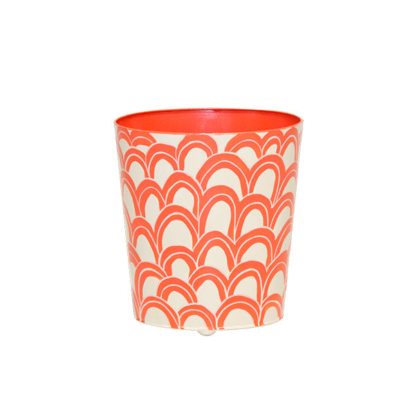Wastebaskets Oval Wastebasket Orange And Cream