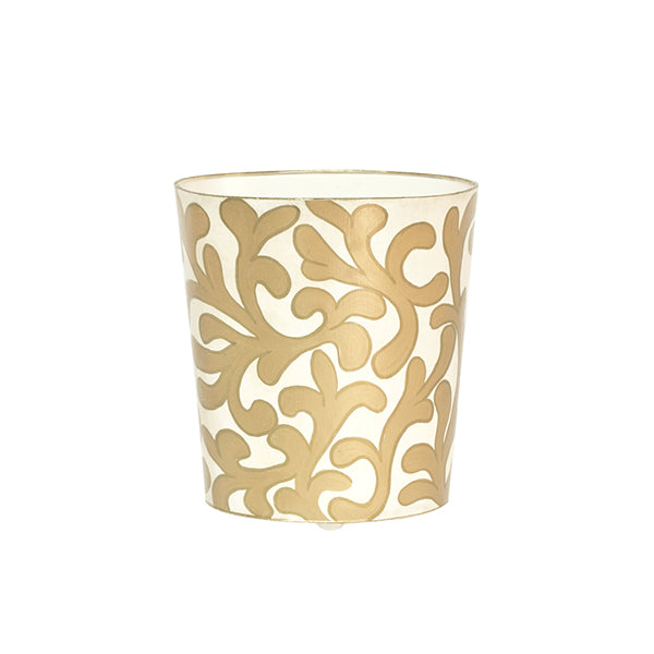 Wastebaskets Oval Wastebasket Gold And Cream