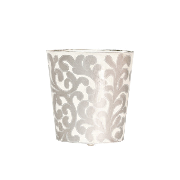 Wastebaskets Oval Wastebasket Silver And Cream