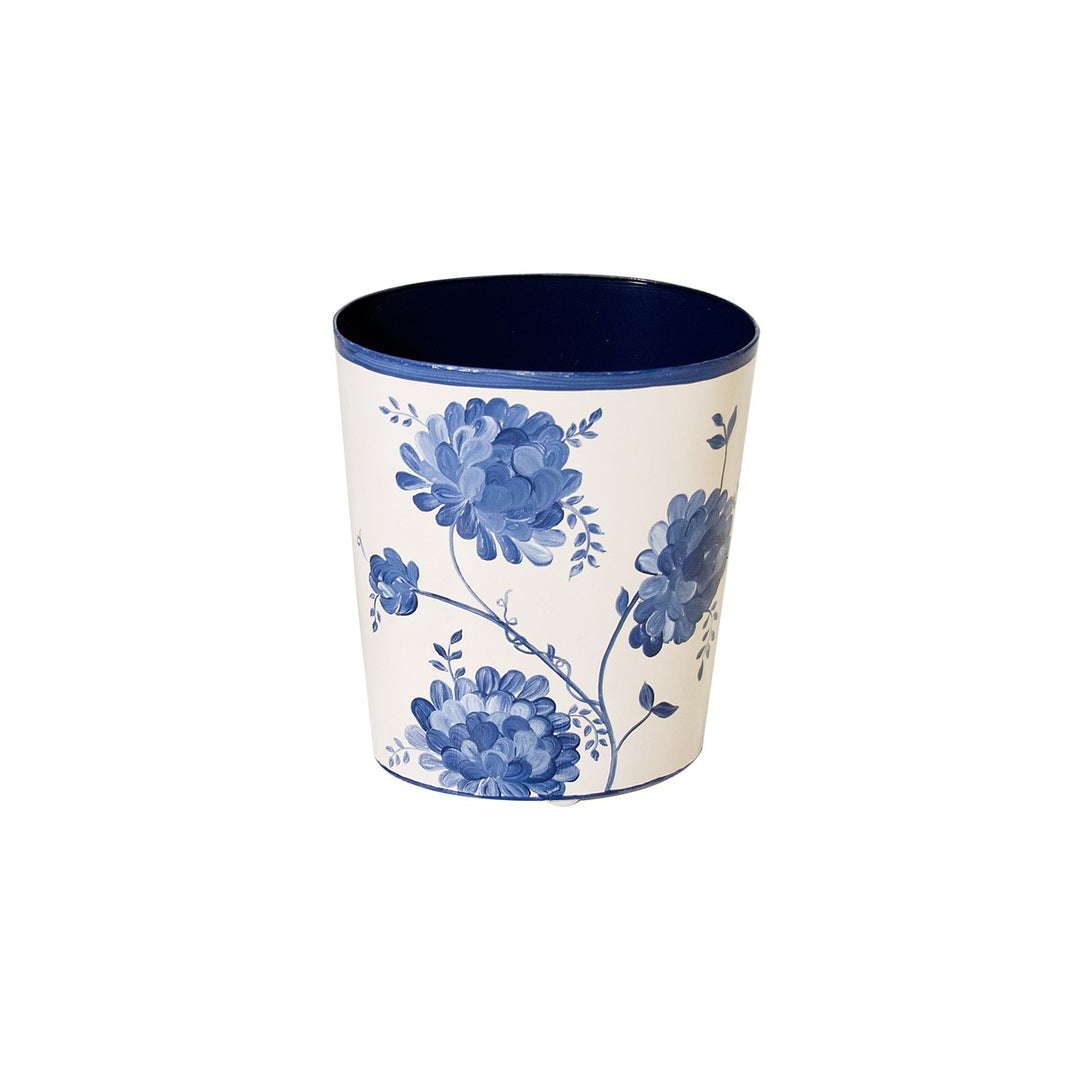 Oval Wastebasket  Blue And White