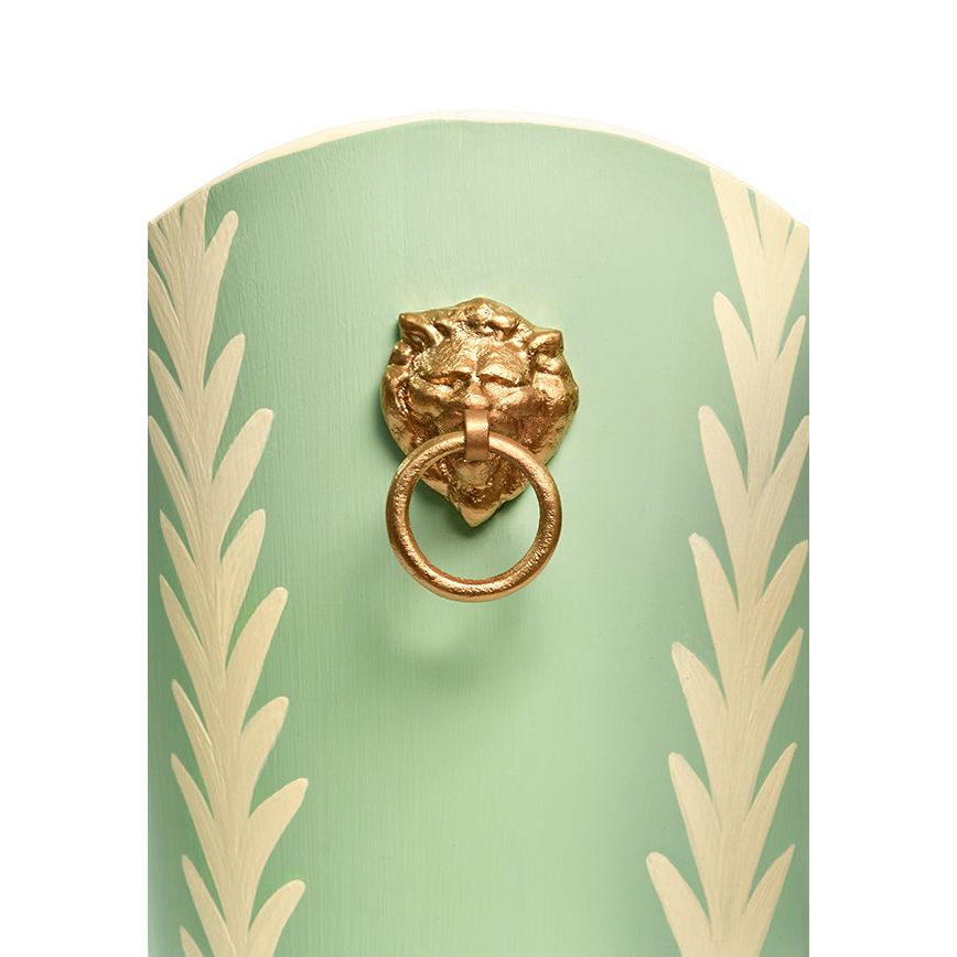 Small Oval Wastebasket With Raised Ends And Lion Handles