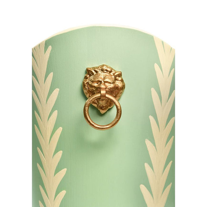 Small Oval Wastebasket With Raised Ends And Lion Handles
