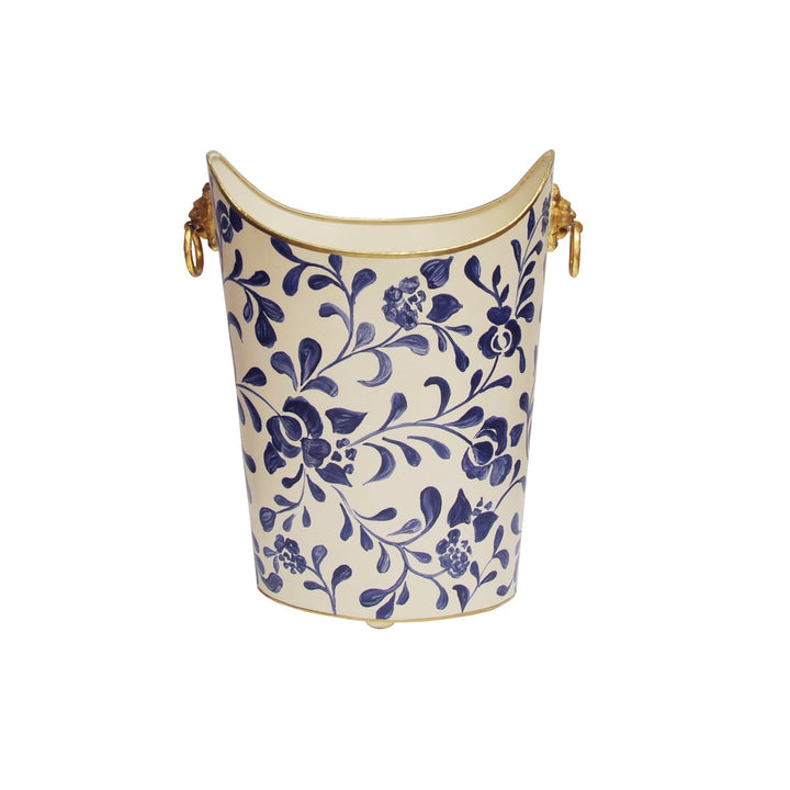 Oval Wastebasket With Raised Ends And Lion Handles