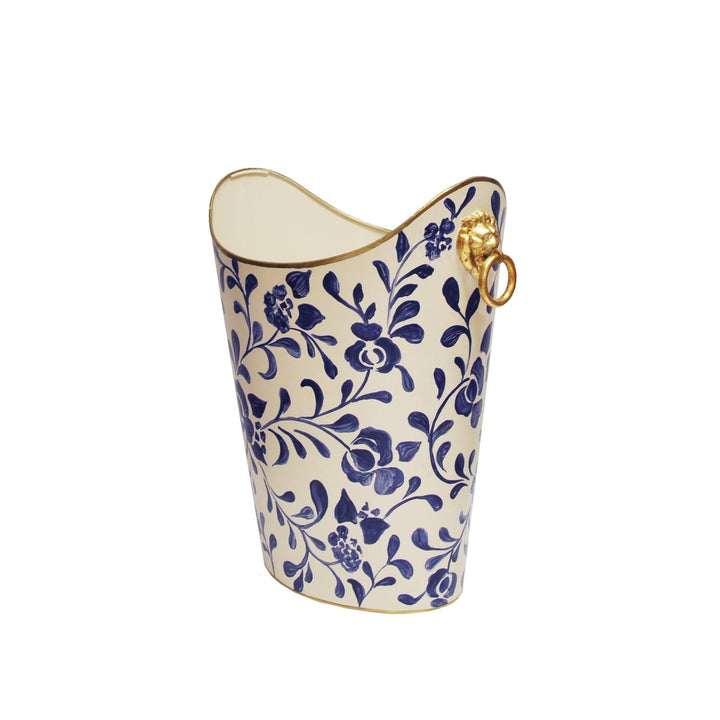 Oval Wastebasket With Raised Ends And Lion Handles