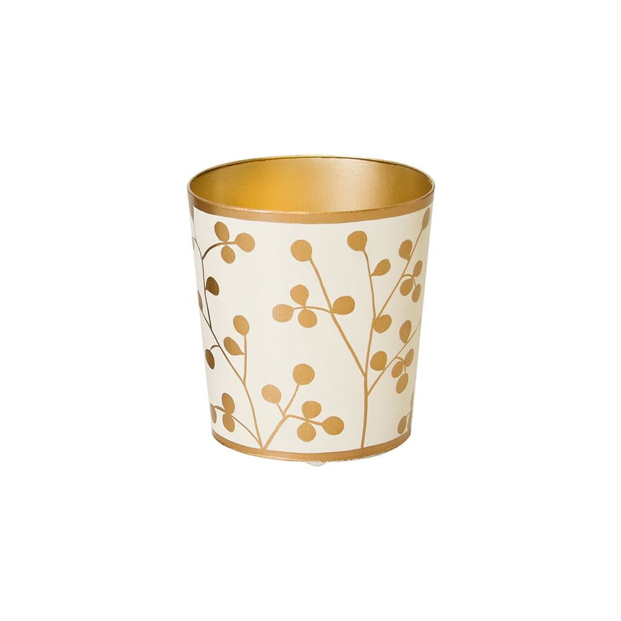 Wastebaskets Gold And Cream Wastebasket