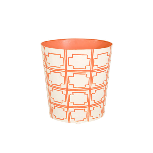Wastebaskets Oval Waste Cream Orange Trellis