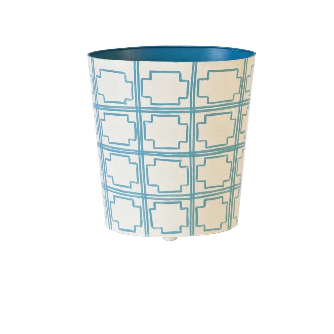 Oval Waste Cream With Turquoise Squares