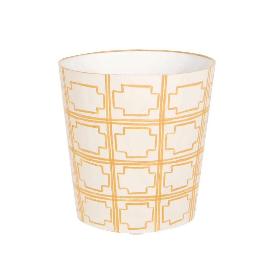 Oval Waste Cream And Yellow Trellis