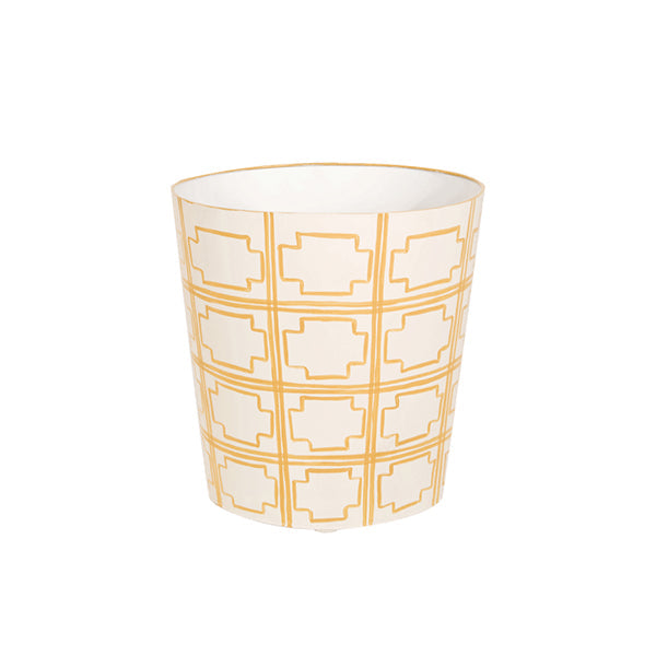Wastebaskets Oval Waste Cream And Yellow Trellis