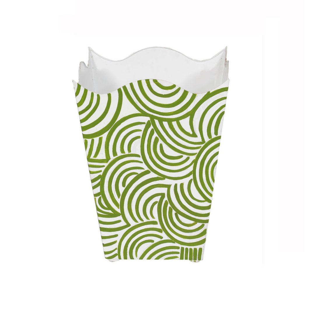 Square Wave Top Wastebasket Green