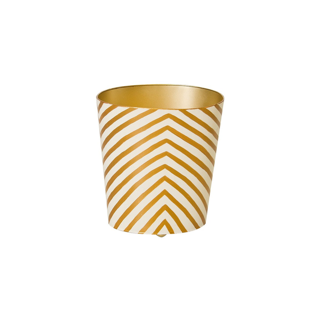 Oval Wastebasket Zebra Gold And Cream