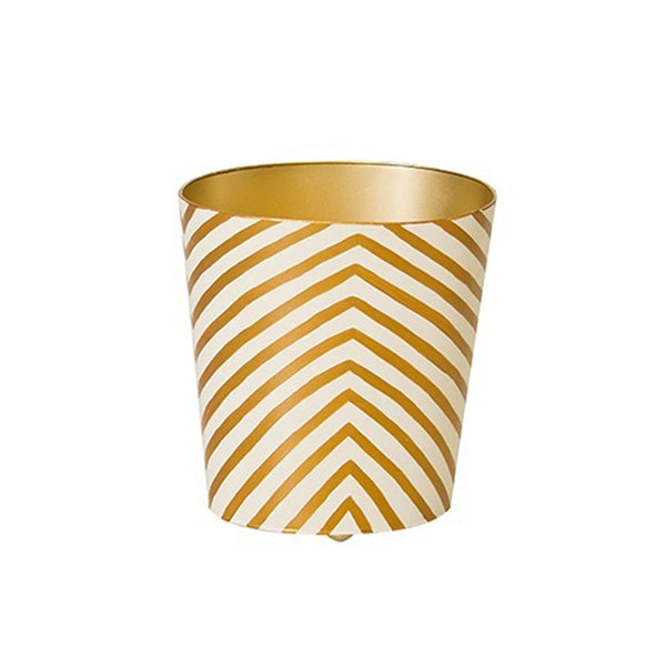 Wastebaskets Oval Wastebasket Zebra Gold And Cream