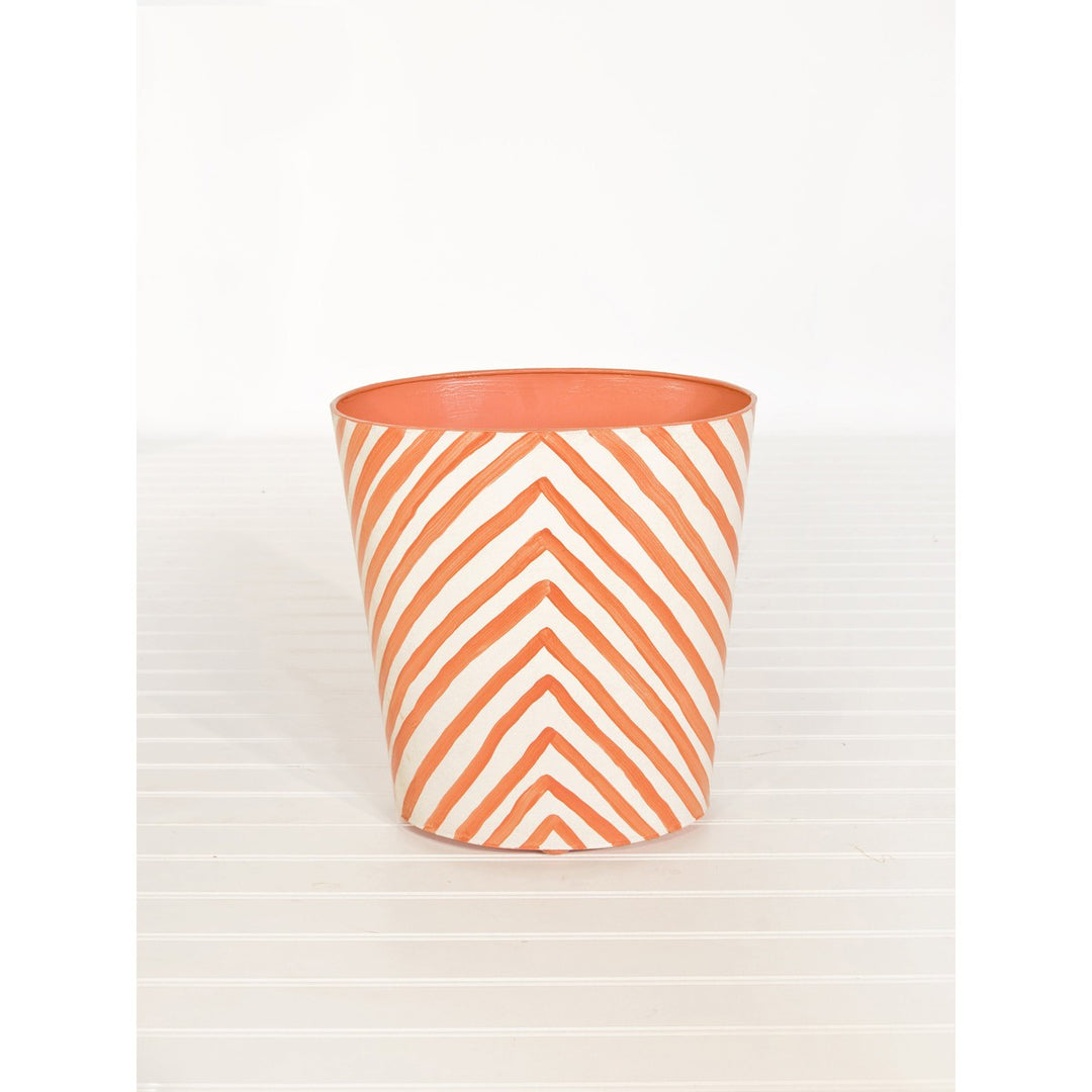 Wastebasket In Orange Zebra Print