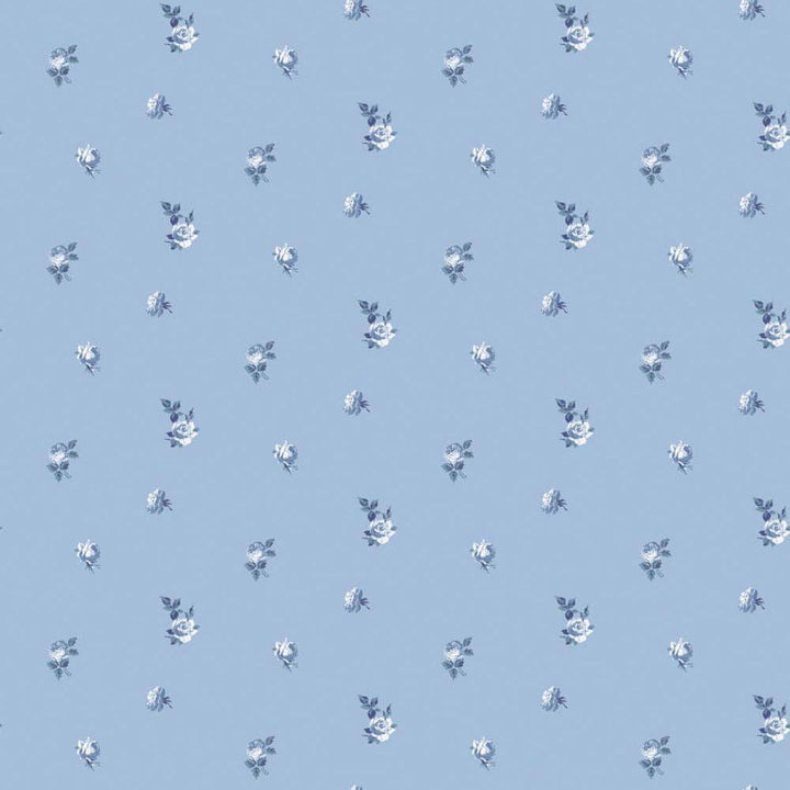 Miniature Roses Wallpaper-Mitchell Black-MITCHB-WC410-BL-PM-10-Wall DecorPatterns Powdered Blue-Premium Matte Paper-3-France and Son