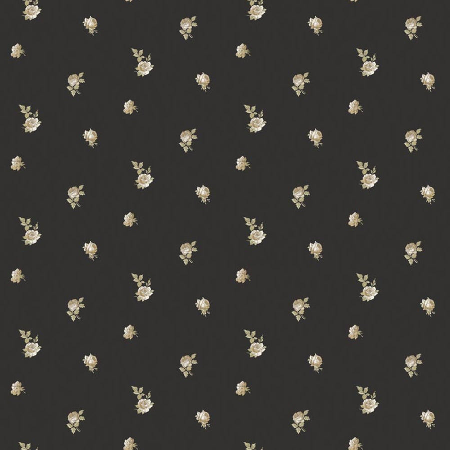 Miniature Roses Wallpaper-Mitchell Black-MITCHB-WC410-SB-PM-10-Wall DecorPatterns Soot Black-Premium Matte Paper-9-France and Son