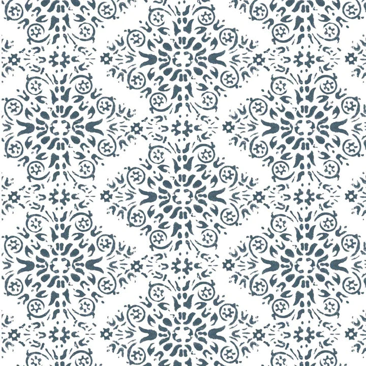 Timbre Damask Wallpaper-Mitchell Black-MITCHB-WC414-BL-PM-10-Wall DecorPatterns Stone Blue-Premium Matte Paper-1-France and Son
