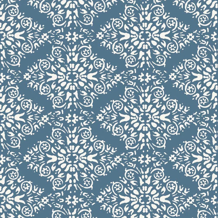 Timbre Damask Wallpaper-Mitchell Black-MITCHB-WC414-BS-PM-10-Wall DecorPatterns Stamp Blue Salt-Premium Matte Paper-3-France and Son