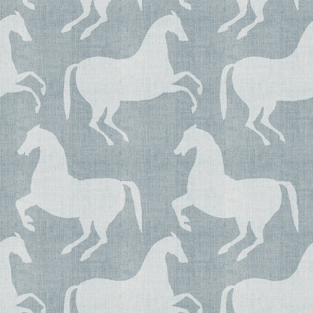 Paper Horses Wallpaper-Mitchell Black-MITCHB-WCB511-B-PM-10-Wall DecorPatterns Pewter Blue-Premium Matte Paper-1-France and Son