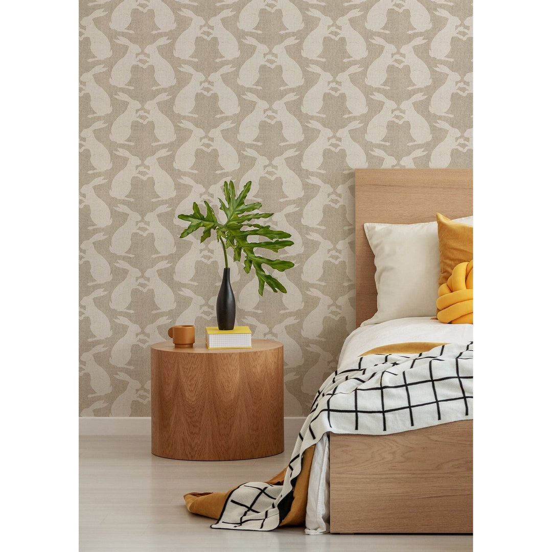 Paper Rabbits Wallpaper-Mitchell Black-MITCHB-WCB512-B-PM-10-Wall DecorPatterns Pewter Blue-Premium Matte Paper-4-France and Son