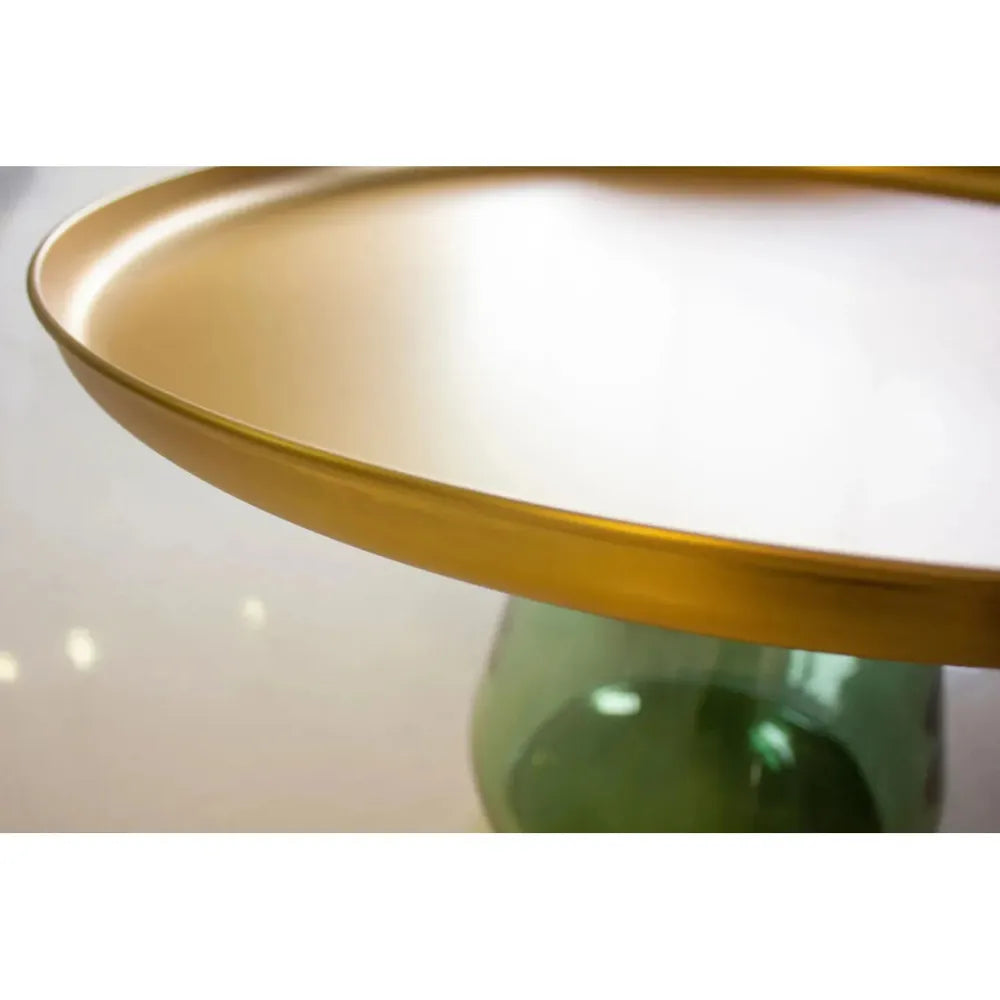 Duverre Coffee Table Brass Aluminum Green Glass