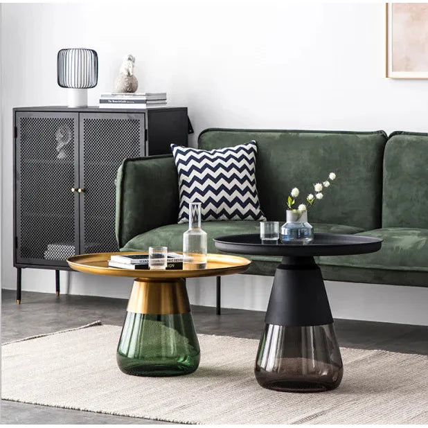 Coffee Tables Duverre Coffee Table Brass Aluminum Green Glass