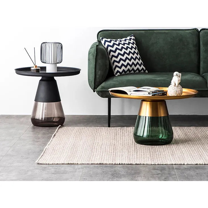 Coffee Tables Duverre Coffee Table Brass Aluminum Green Glass