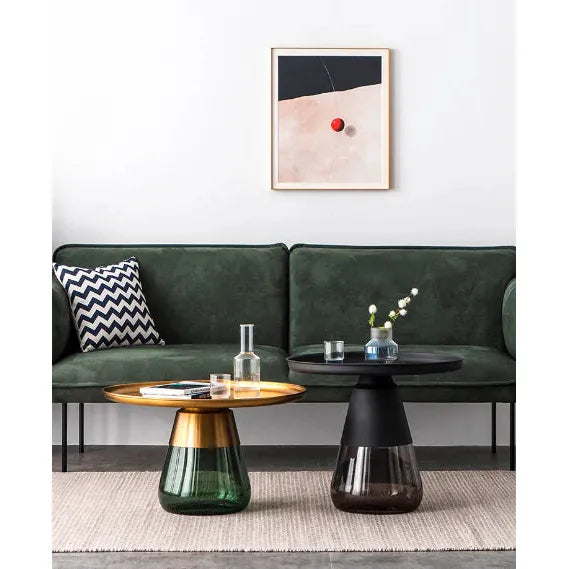 Coffee Tables Duverre Coffee Table Brass Aluminum Green Glass