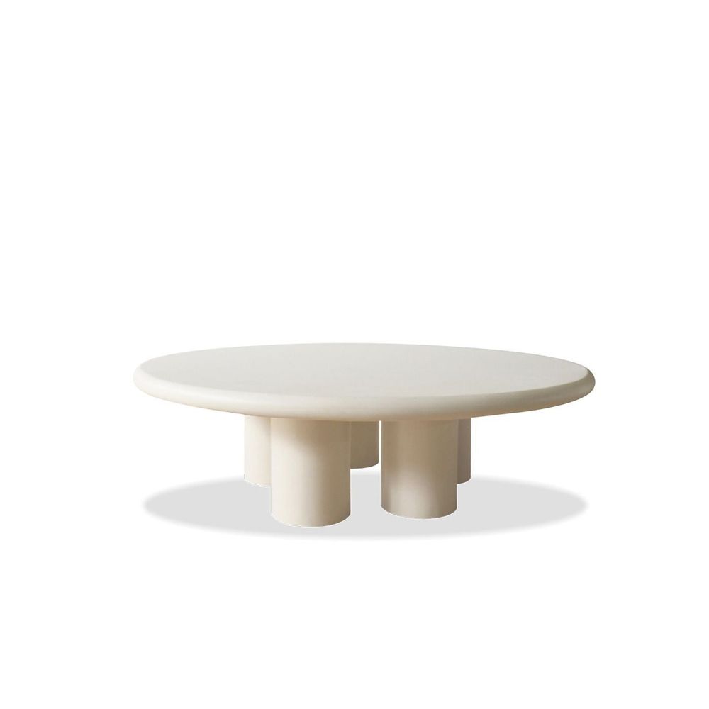 Outdoor Coffee Tables Elephant Round Coffee Table Ivory Tusk Microskin Indoor-Outdoor