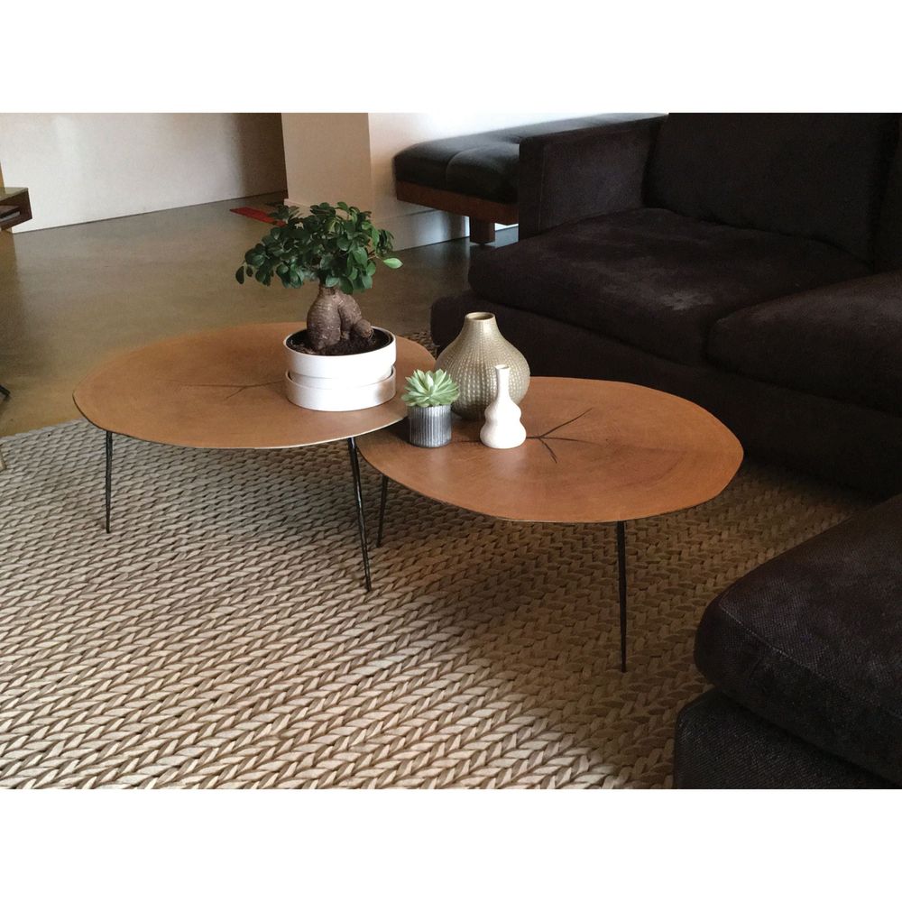 Coffee Tables Oakley Low Coffee Table Natural Oak Veneer On Metal Black Hammered Iron Legs