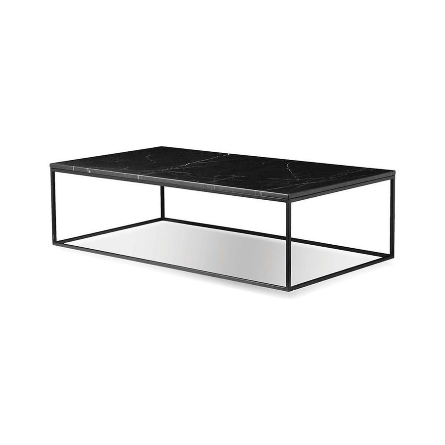 Coffee Tables Onix Rectangular Coffee Table Black Semi-Honed Marble Black Powder Coated Frame