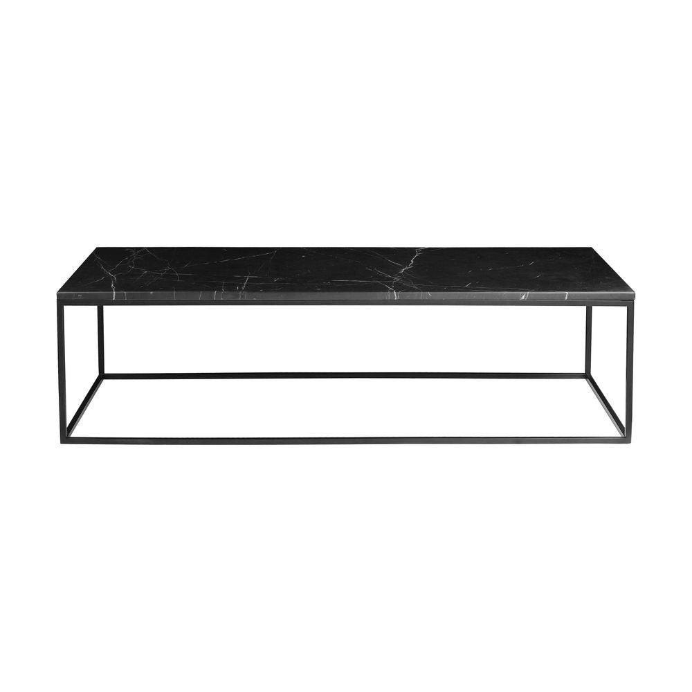 Coffee Tables Onix Rectangular Coffee Table Black Semi-Honed Marble Black Powder Coated Frame