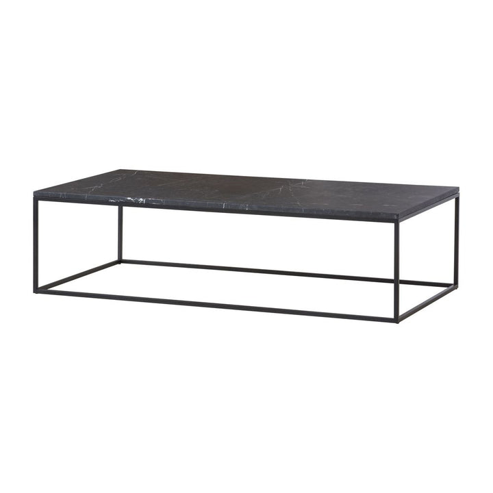 Coffee Tables Onix Rectangular Coffee Table Black Semi-Honed Marble Black Powder Coated Frame