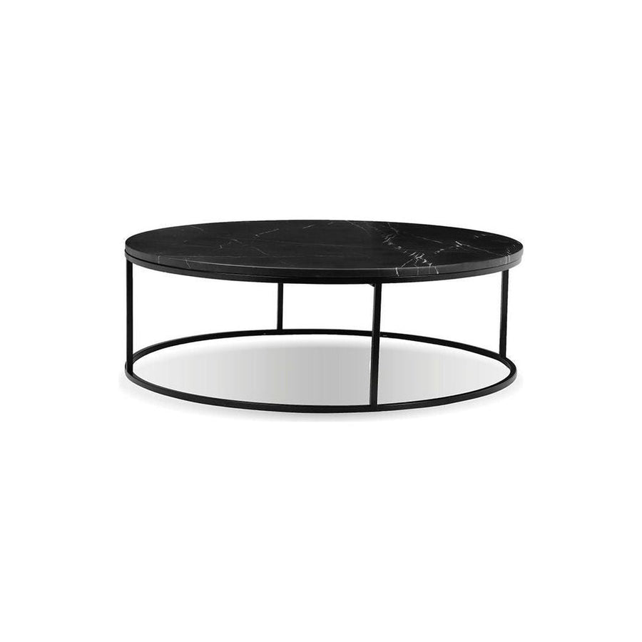 Coffee Tables Onix Round Coffee Table Black Semi-Honed Marble Black Powder Coated Frame