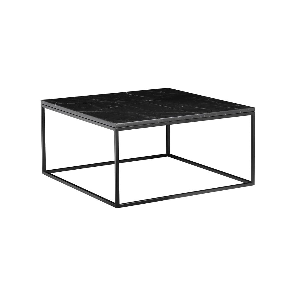 Coffee Tables Onix Square Coffee Table Black Semi-Honed Marble Black Powder Coated Frame