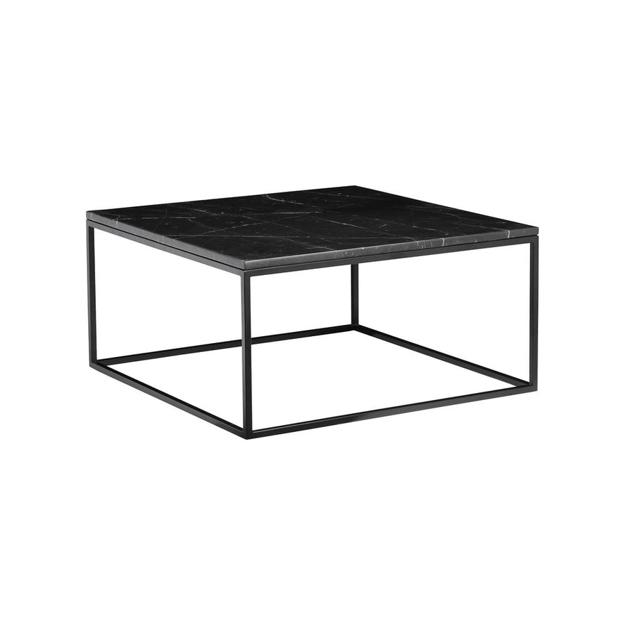 Coffee Tables Onix Square Coffee Table Black Semi-Honed Marble Black Powder Coated Frame