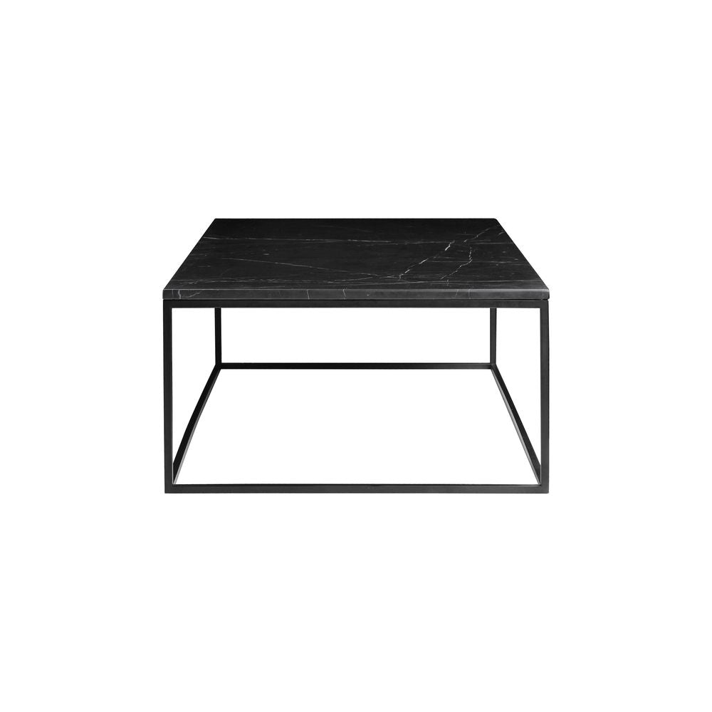 Coffee Tables Onix Square Coffee Table Black Semi-Honed Marble Black Powder Coated Frame