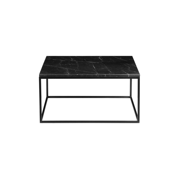 Coffee Tables Onix Square Coffee Table Black Semi-Honed Marble Black Powder Coated Frame