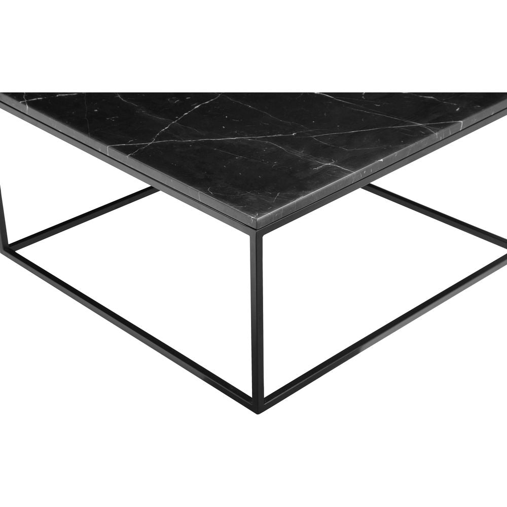 Coffee Tables Onix Square Coffee Table Black Semi-Honed Marble Black Powder Coated Frame