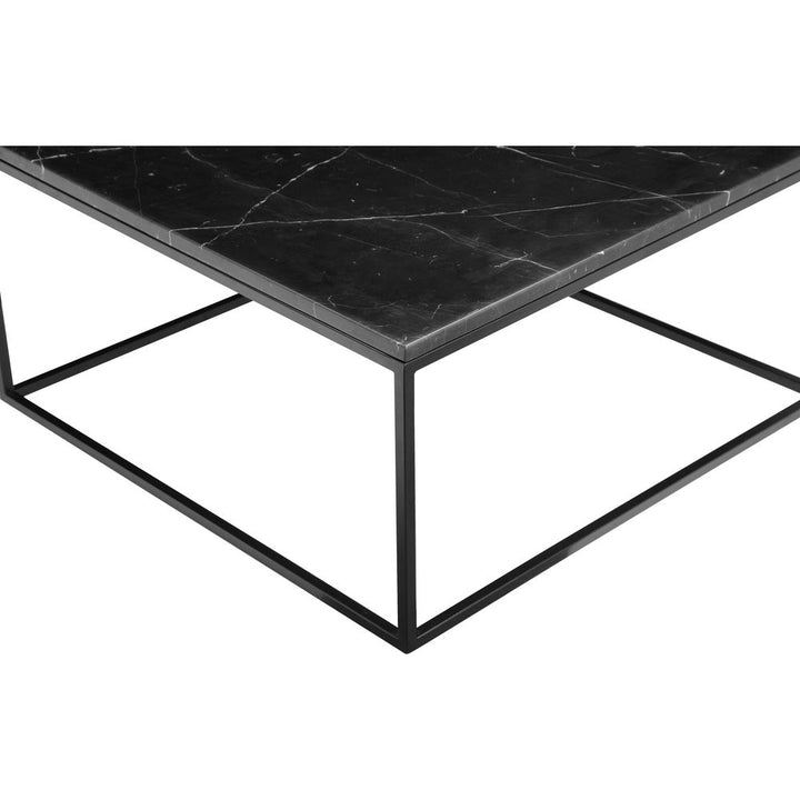 Coffee Tables Onix Square Coffee Table Black Semi-Honed Marble Black Powder Coated Frame