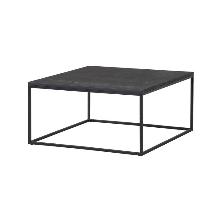 Onix Square Coffee Table Black Semi-Honed Marble Black Powder Coated Frame