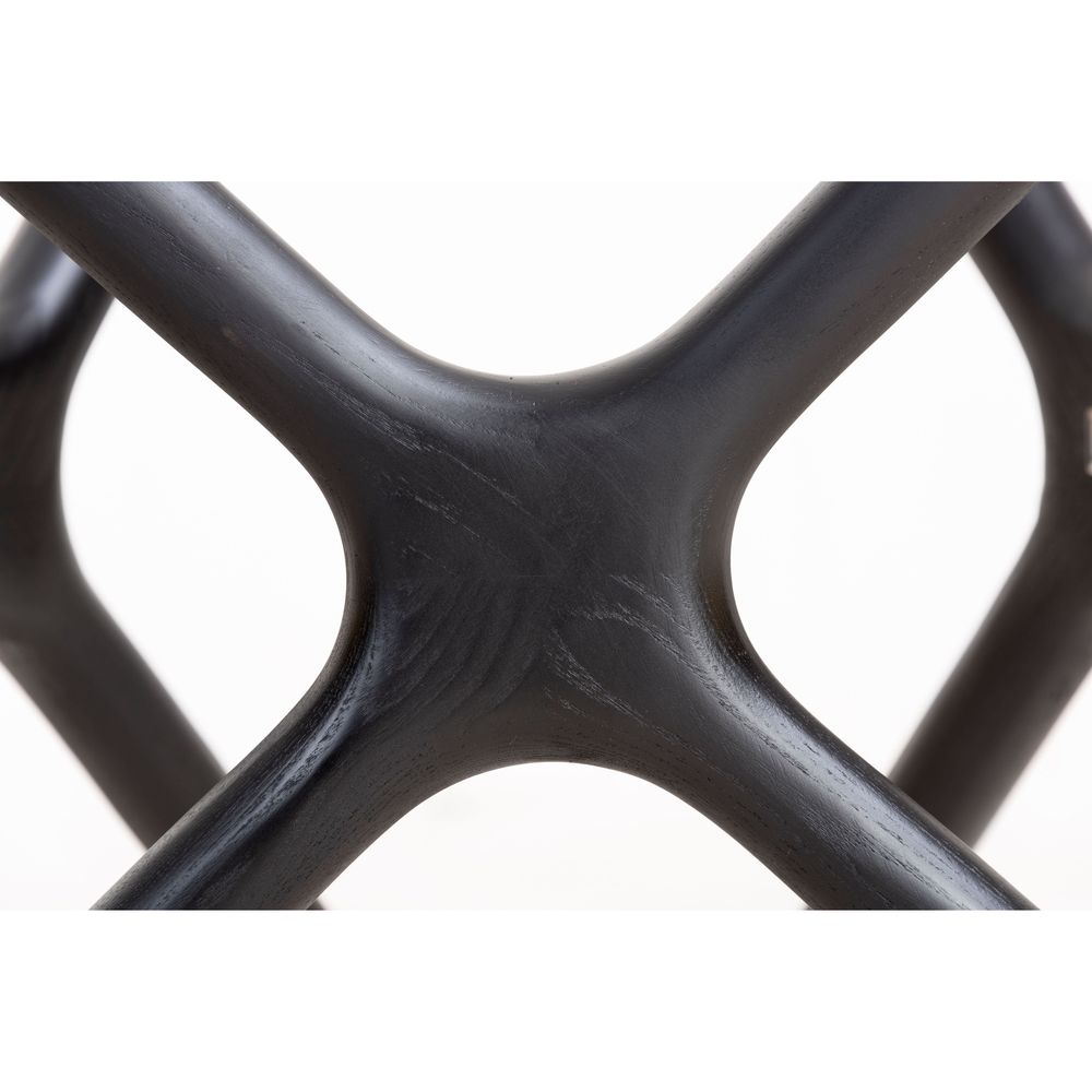 Coffee Tables Quasar Round Coffee Table Clear Glass Solid Ash Stained Black Base