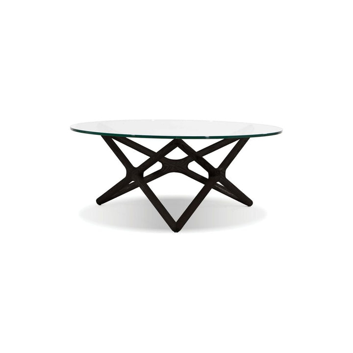 Coffee Tables Quasar Round Coffee Table Clear Glass Solid Ash Stained Black Base