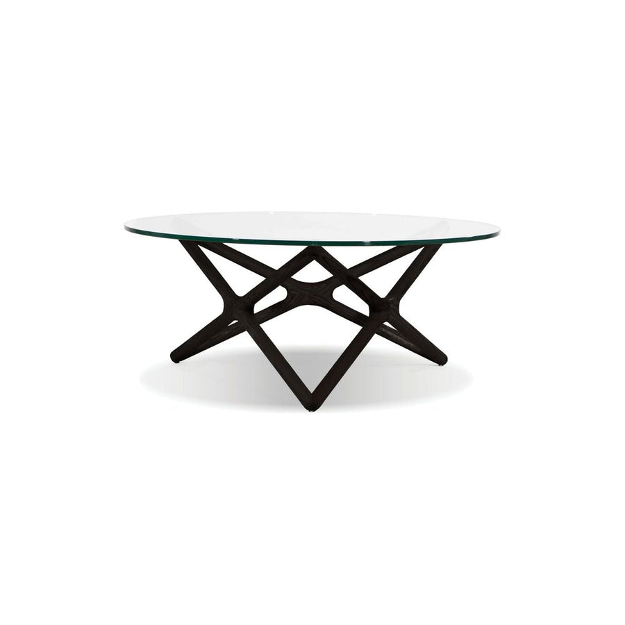 Coffee Tables Quasar Round Coffee Table Clear Glass Solid Ash Stained Black Base