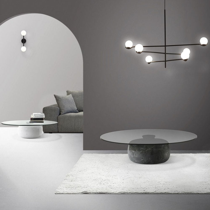 Coffee Tables Skip Coffee Table Clear Glass White Marble