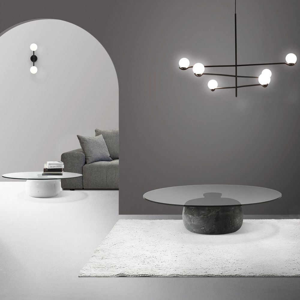 Coffee Tables Skip Coffee Table Smoke Glass Grey Marble