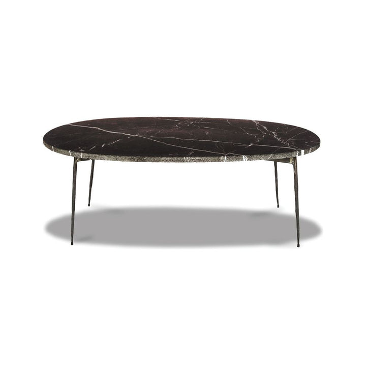 Tuktuk Large Coffee Table Black Marble Black Hammered Iron Legs