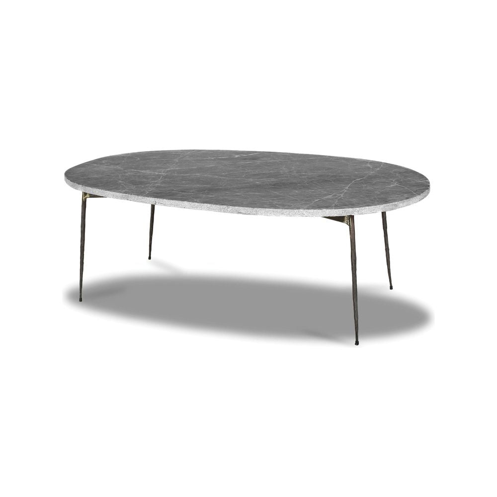 Coffee Tables Tuktuk Large Coffee Table Grey Marble Black Hammered Iron Legs
