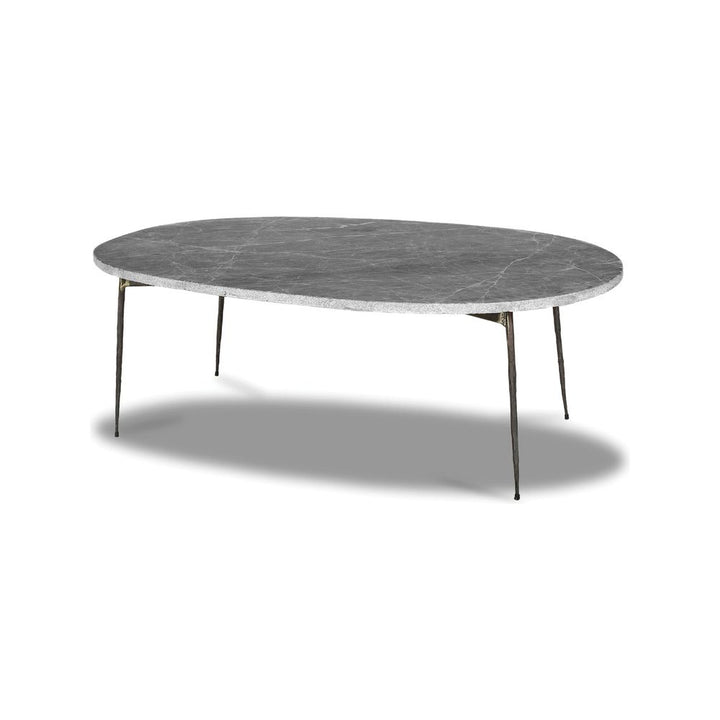 Coffee Tables Tuktuk Large Coffee Table Grey Marble Black Hammered Iron Legs