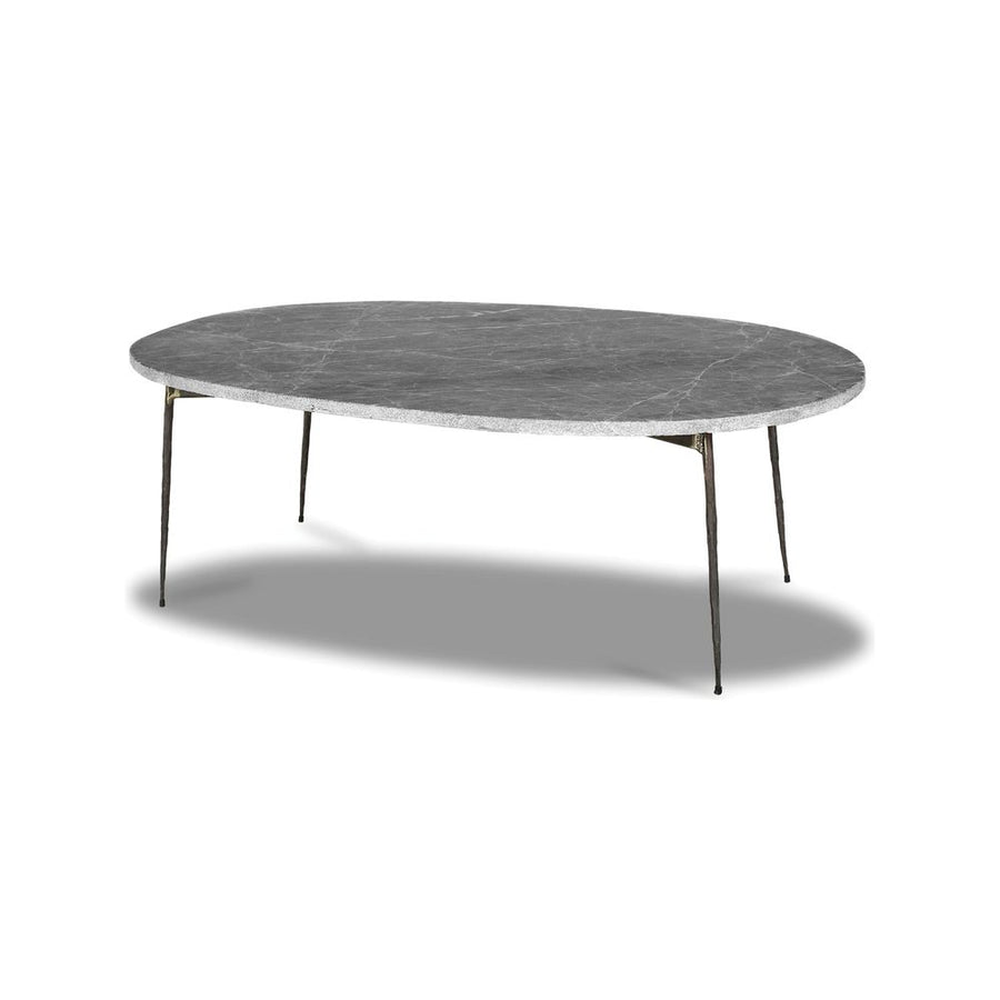 Coffee Tables Tuktuk Large Coffee Table Grey Marble Black Hammered Iron Legs