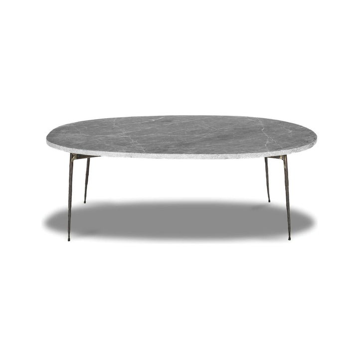 Coffee Tables Tuktuk Large Coffee Table Grey Marble Black Hammered Iron Legs